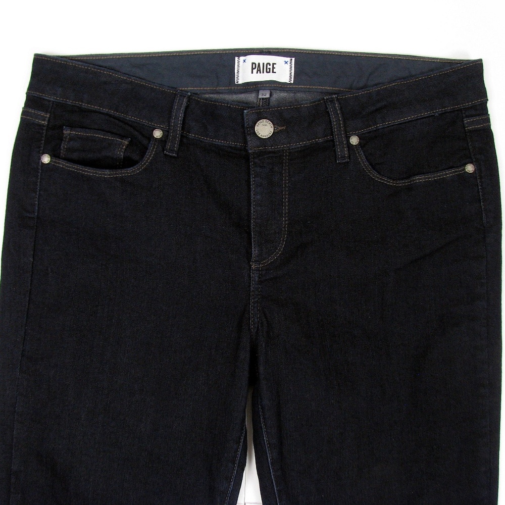 Paige Black Stretch Mid Rise Straight Skinny Jeans